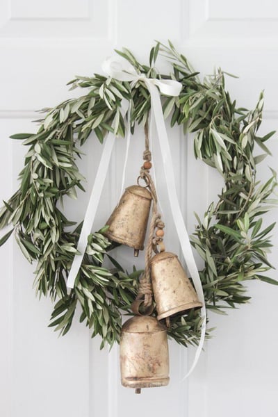 Natural style Christmas wreath with olive leaves