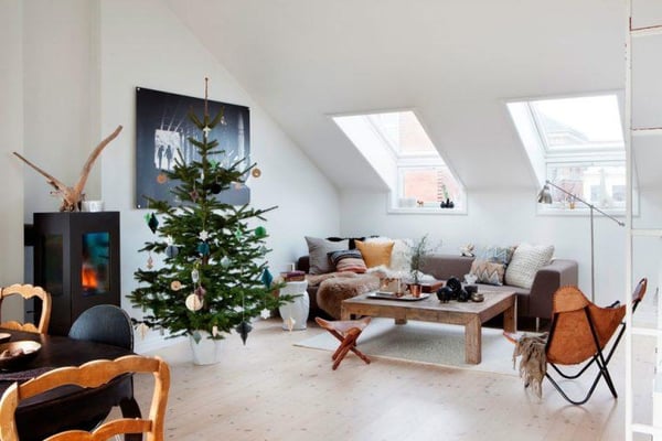 A loft with Christmas tree