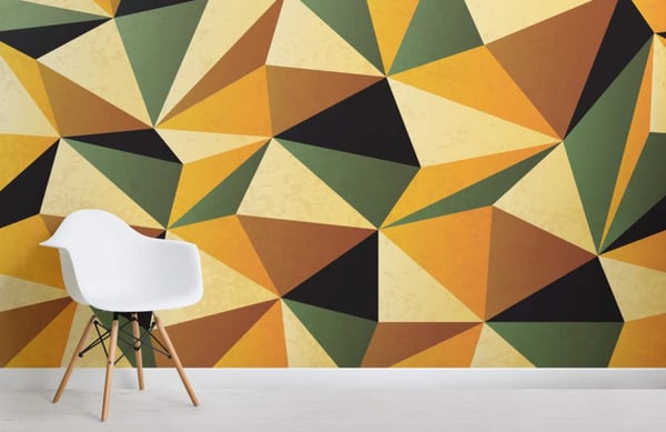 Scales Yellow & Green Geometric Wallpaper Mural from Murals Wallpaper
