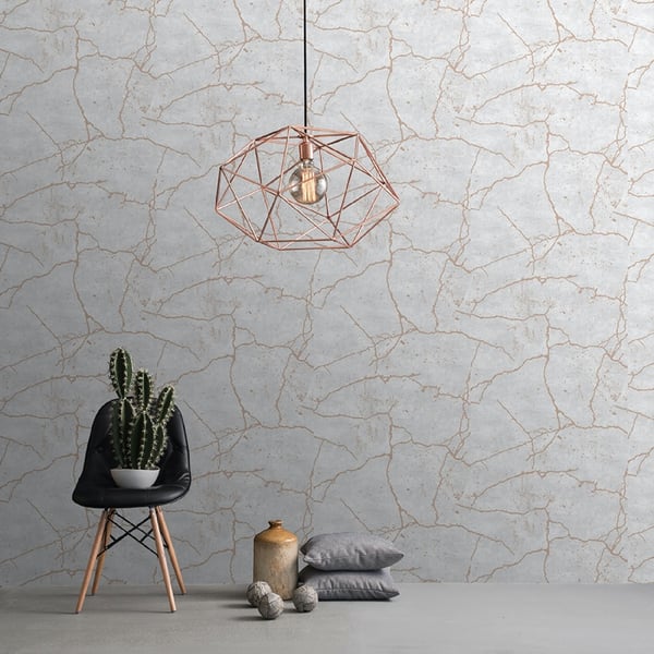 Kintsugi Decorative Cracked Effect Wallpaper, Rose Gold from Cult Furniture
