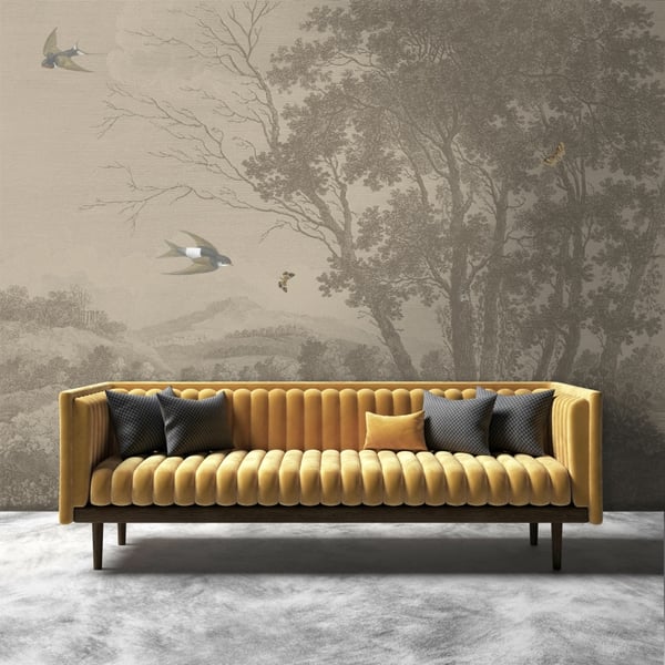 Zephyr Wallpaper Mural in Vintage Sepia from Woodchip and Magnolia